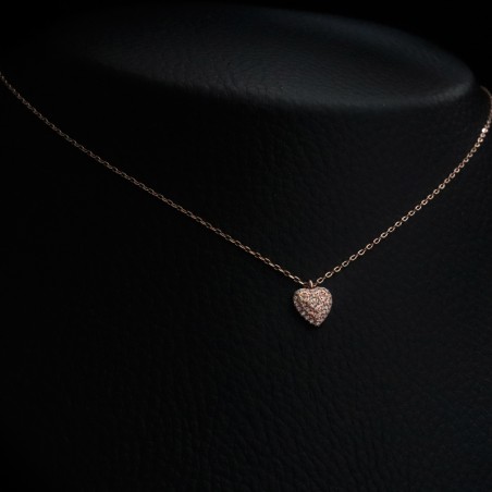 pink heart necklace with cubic zirconia stones