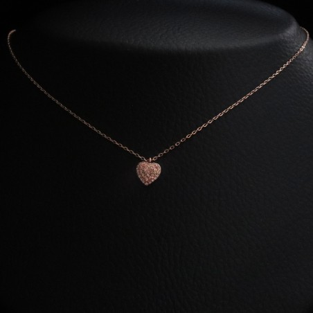 pink heart necklace with cubic zirconia stones