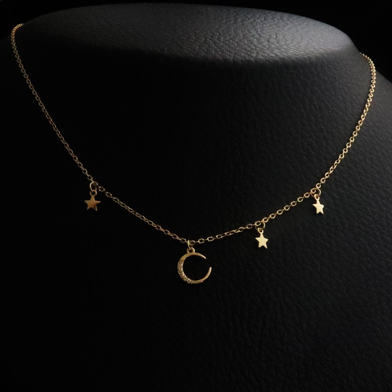 necklace with hanging moon and stars