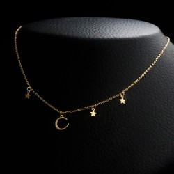 κολιε με κρεμαστο φεγγαρακι και αστερια 2