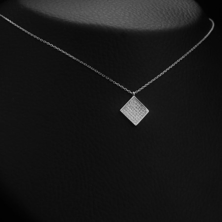 Κολιε ασημι τετραγωνο με πετρες ζιργκον