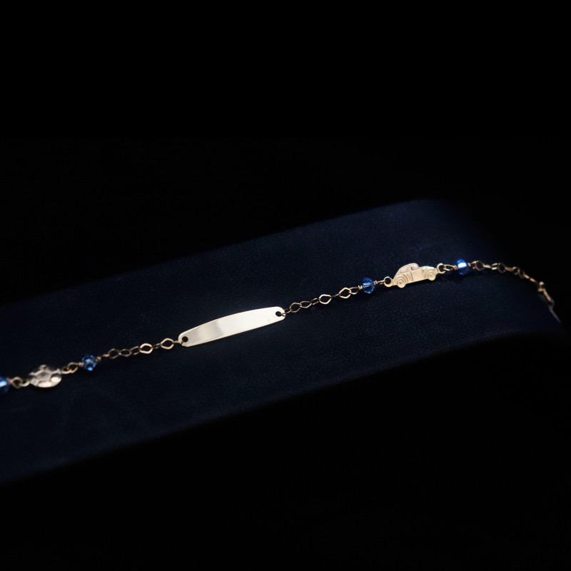 children's golden ID with a car