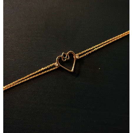 golden bracelet "you grow in my heart" with cubic zirconia and heart symbol