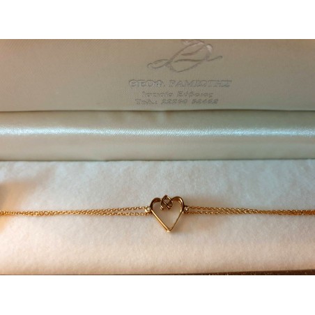 golden bracelet "you grow in my heart" with cubic zirconia and heart symbol