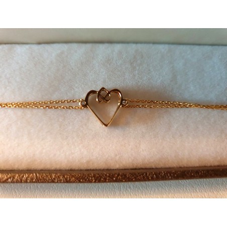 golden bracelet "you grow in my heart" with cubic zirconia and heart symbol