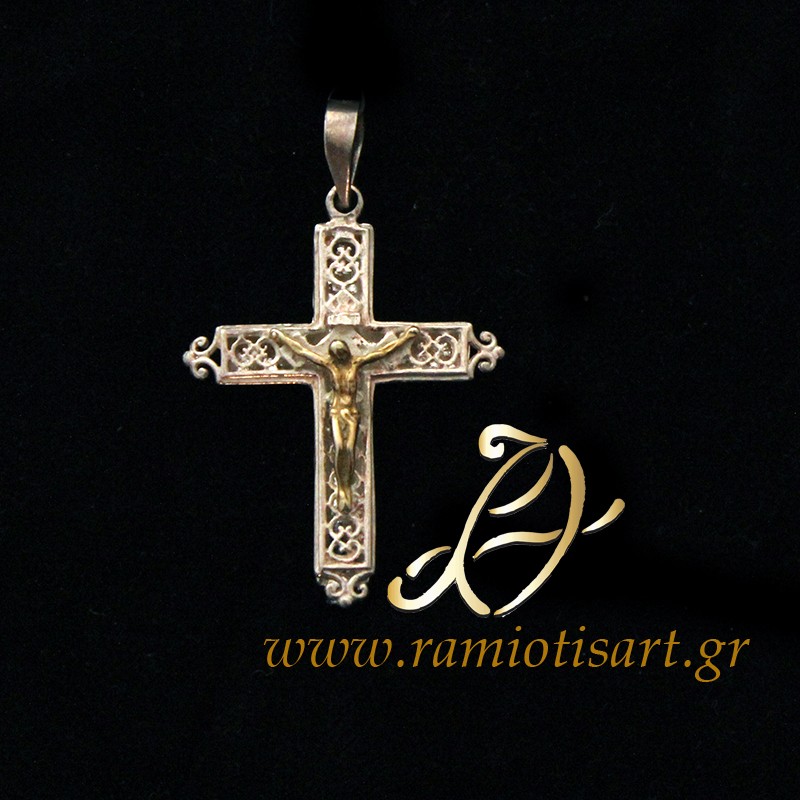 small cross reliquary silver with Crucifiction