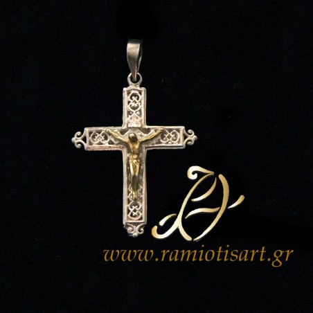 small cross reliquary silver with Crucifiction
