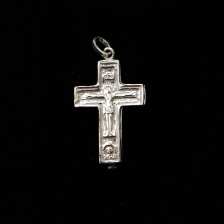 small silver reliquary cross double face