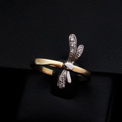 gold ring butterfly with cubic zirconia stones