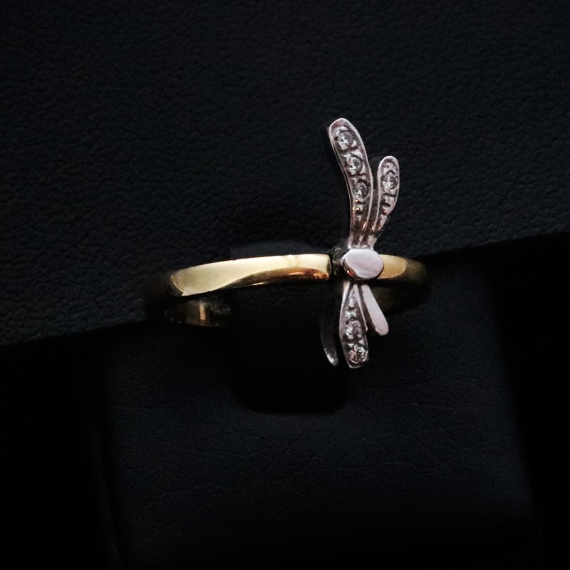 gold ring butterfly with cubic zirconia stones