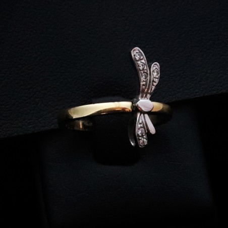 gold ring butterfly with cubic zirconia stones