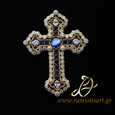 Pectoral Cross ΣΤ32 goldplated decorated with cubic zirconia