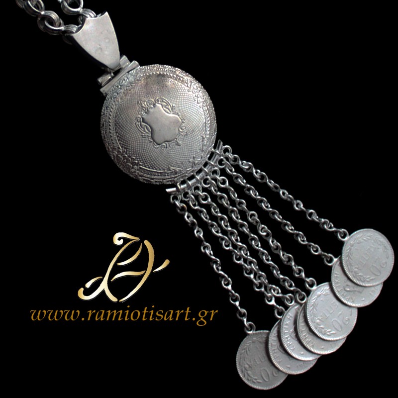 traditional jewelry of Crete : men's pectoral chain code: Α1 MATERIAL SILVER Color natural silver YOUR BUDJET 300+ EURO