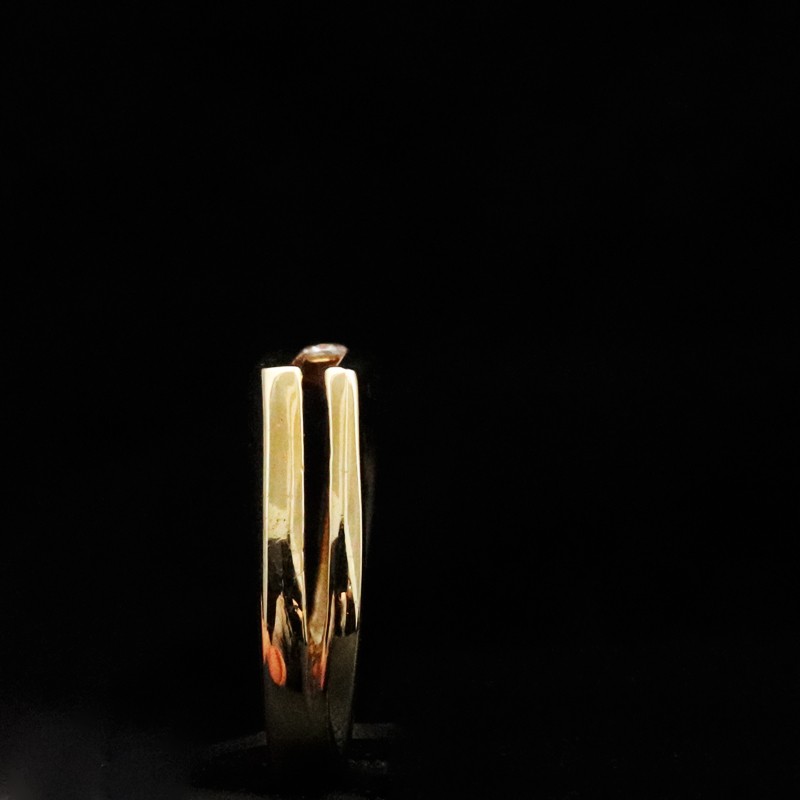 double gold ring with cubic zirconia stone