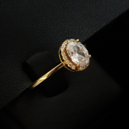 single stone gold ring with cubic zirconia stone