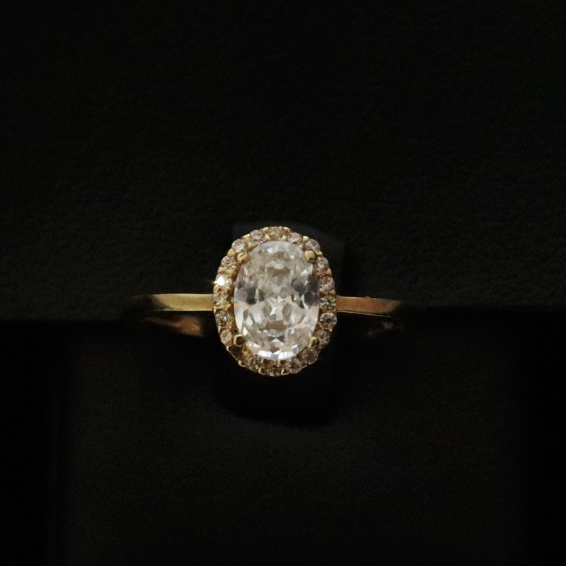 single stone gold ring with cubic zirconia stone