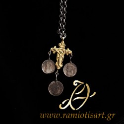 παραδοσιακός σταυρός με κρεμασμένα νομίσματα κωδ. Λ34