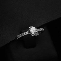 white gold ring with cubic zirconia stones