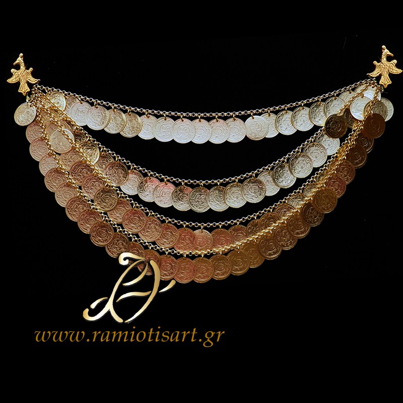 traditional pectoral jewel for women with bronze coins "flouria" MATERIAL BRONZE YOUR BUDJET 50-100 EURO Color Bronze