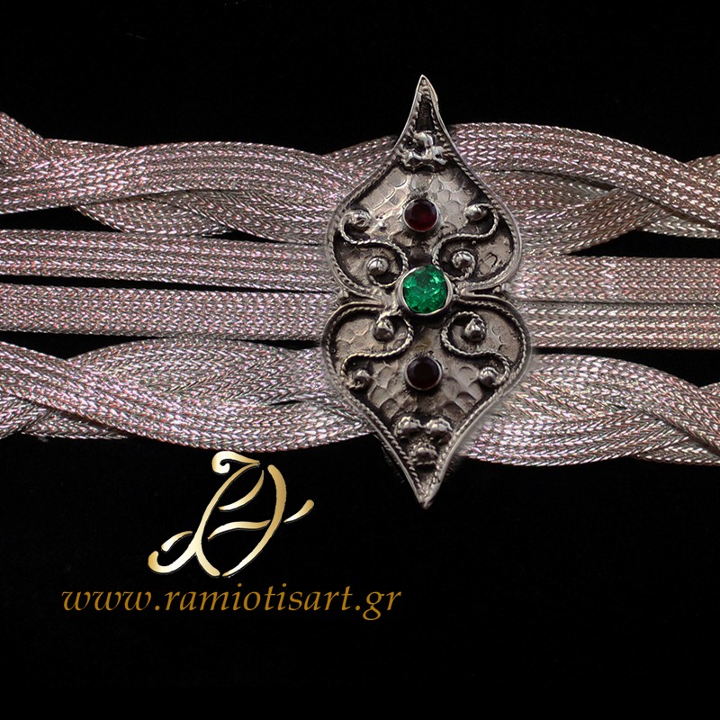 Greek traditional bracelet silver with cubic...