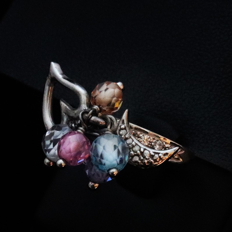 white gold ring with crystal stone