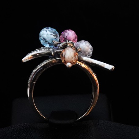 white gold ring with crystal stone