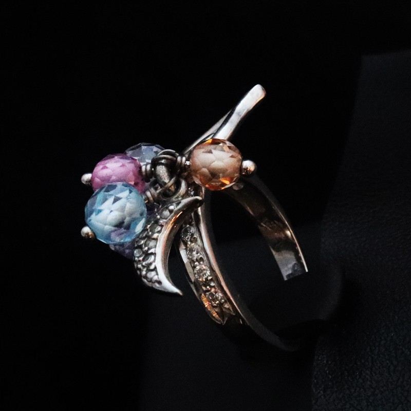 white gold ring with crystal stone