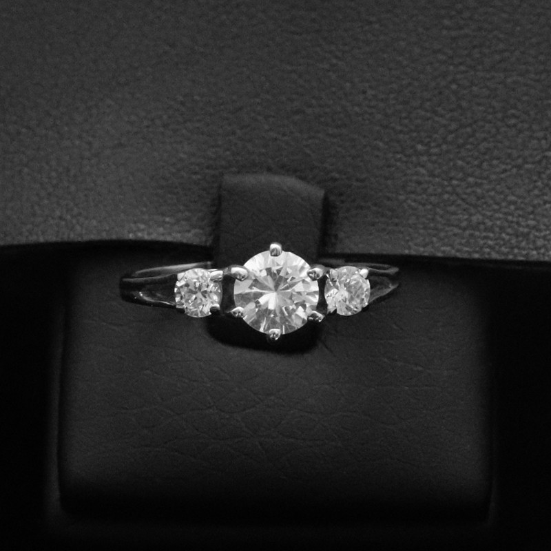 white gold ring with cubic zirconia stones