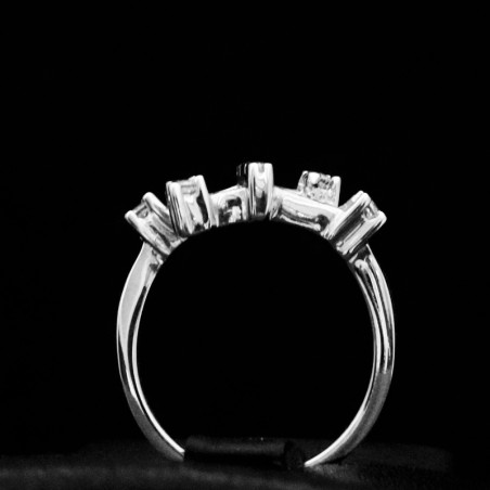 white gold ring with cubic zirconia stones