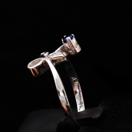 white gold ring with cubic zirconia and sapphire stones