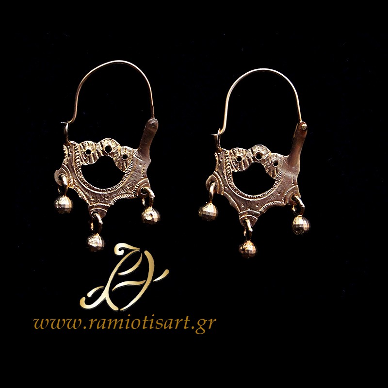 Greek traditional earrings "big owls" Euboea Color Yellow Gold MATERIAL SILVER YOUR BUDJET 50-100 EURO