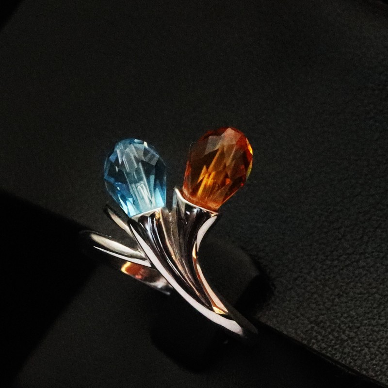 Λευκοχρυσο δαχτυλιδι με πετρα ακουαμαριν και...