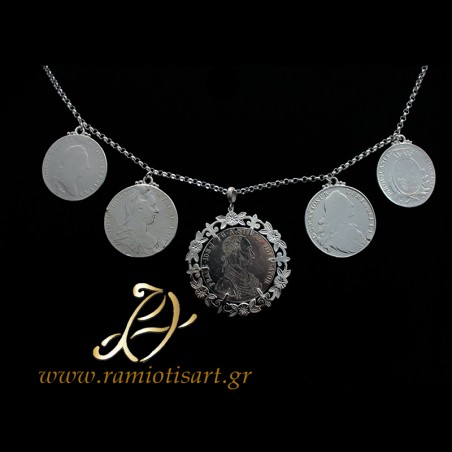pectoral jewel for women with replicas of old austrian coins