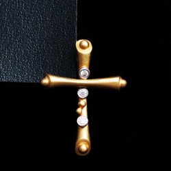golden cross with cubic zirconia stones