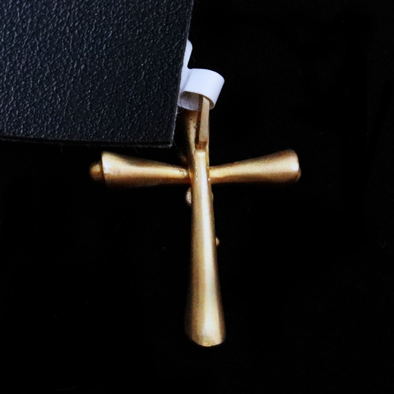 golden cross with cubic zirconia stones