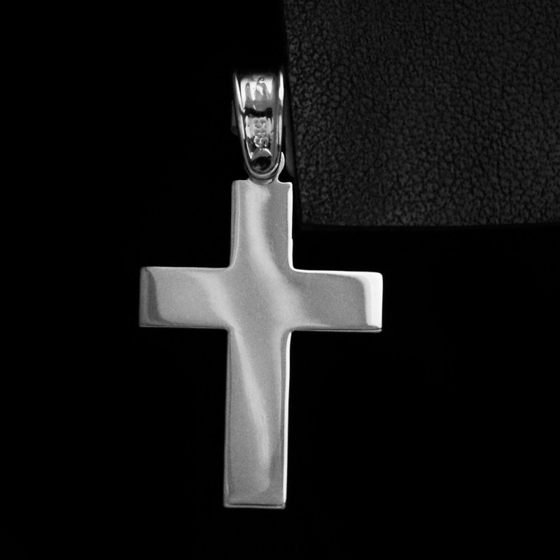 white gold cross with zircon stones