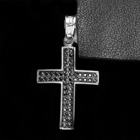 white gold cross with cubic zirconia stones