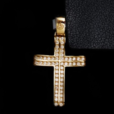 golden cross with cubic zirconia stones