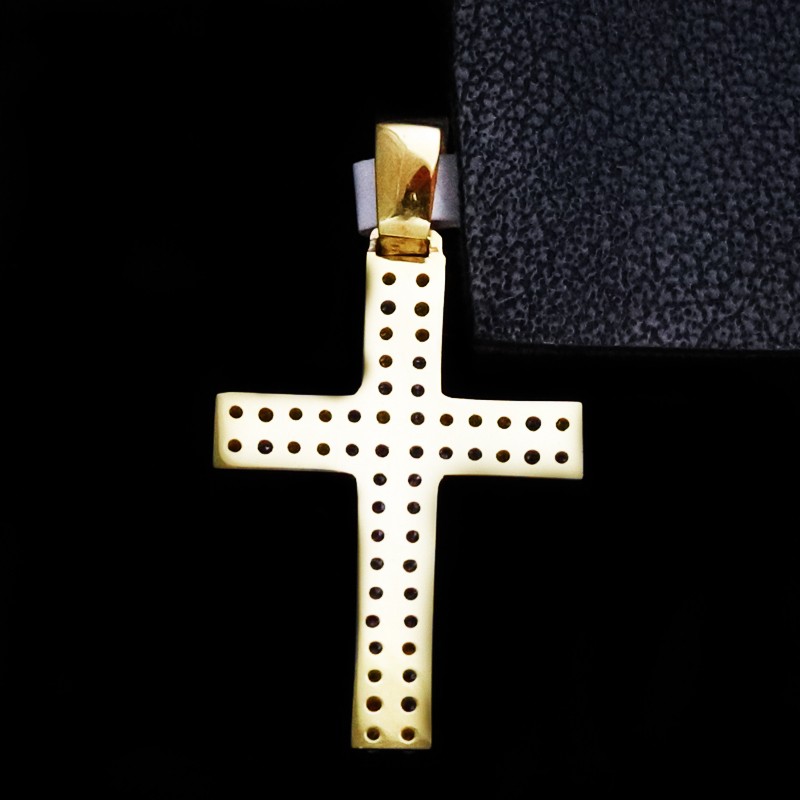 golden cross with cubic zirconia stones