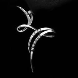 cross with curves and cubic zirconia stones