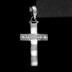 white gold cross with cubic zirconia stones