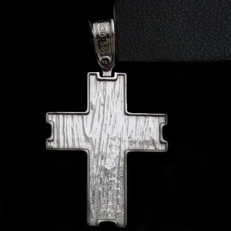 white gold cross with cubic zirconia stones
