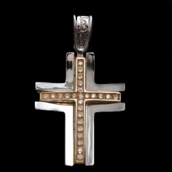 white gold cross with cubic zirconia stones