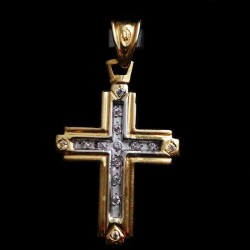 golden cross with cubic zirconia stones