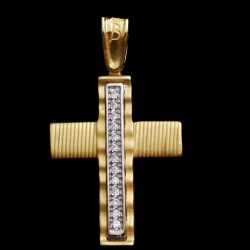 golden cross with cubic zirconia stones