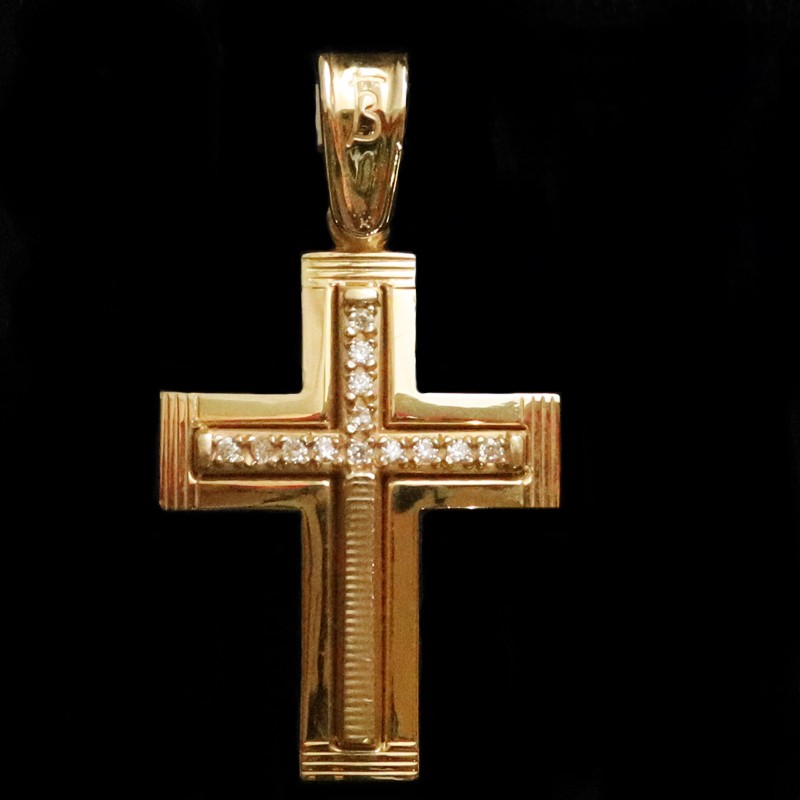 golden cross with cubic zirconia stones