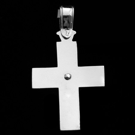 white gold cross with cubic zirconia stones