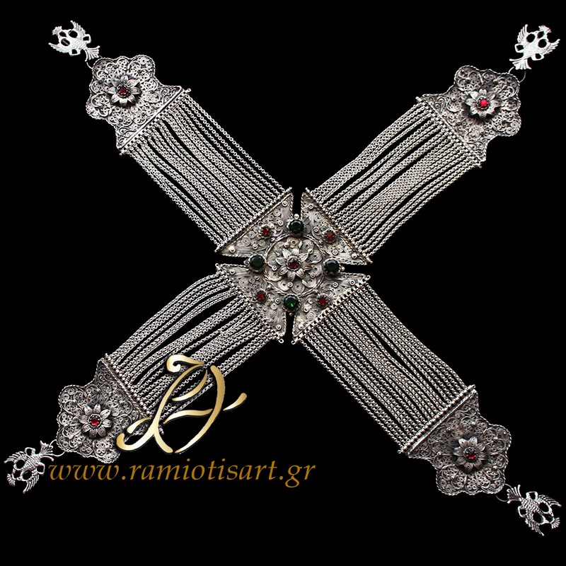 pectoral jewel for fustanella or sarakatsans MATERIAL BRONZE YOUR BUDJET 300+ EURO Color white metal np