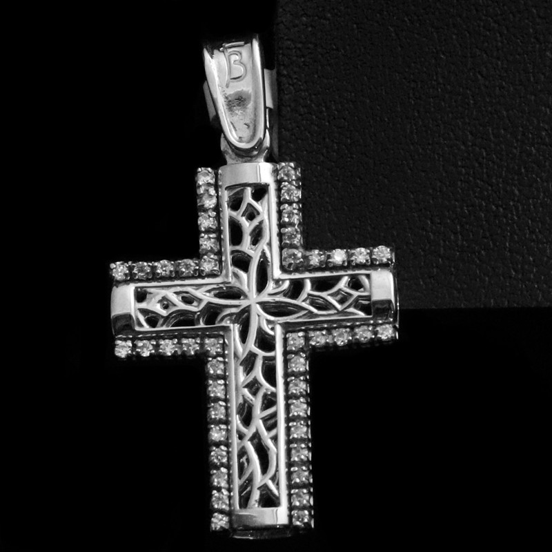 white gold cross with patterns