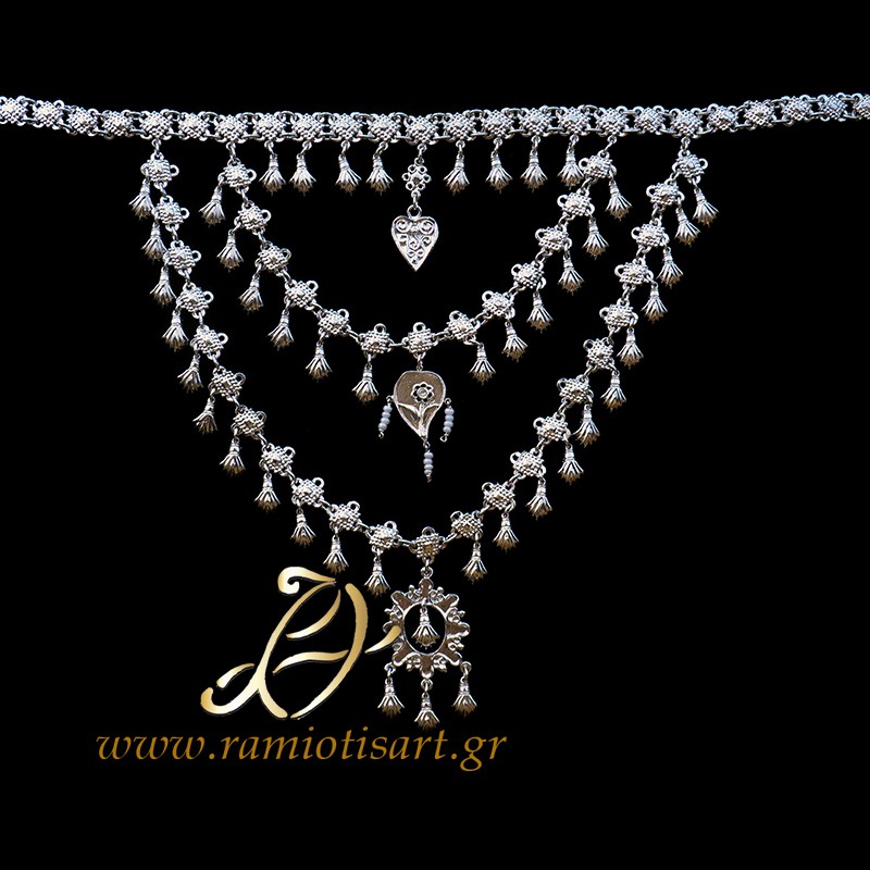 Greek traditional jewellery from Crete "giordani" for the cretan costume MATERIAL SILVER Color natural silver YOUR BUDJET 300+ EURO